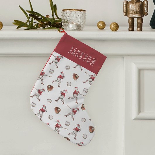 Personalisierter Baseball-Weihnachtsmann Kleiner Weihnachtsstrumpf