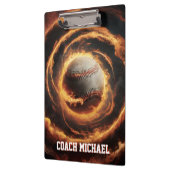 Personalisierter Baseballball in Flammen Klemmbrett (Links)
