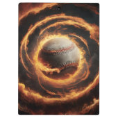 Personalisierter Baseballball in Flammen Klemmbrett (Rückseite)