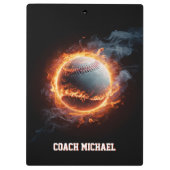 Personalisierter Baseballball in Flammen Klemmbrett (Rückseite)