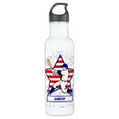 Personalisierter Baseballbatter Star und Streifen Trinkflasche (Vorderseite)