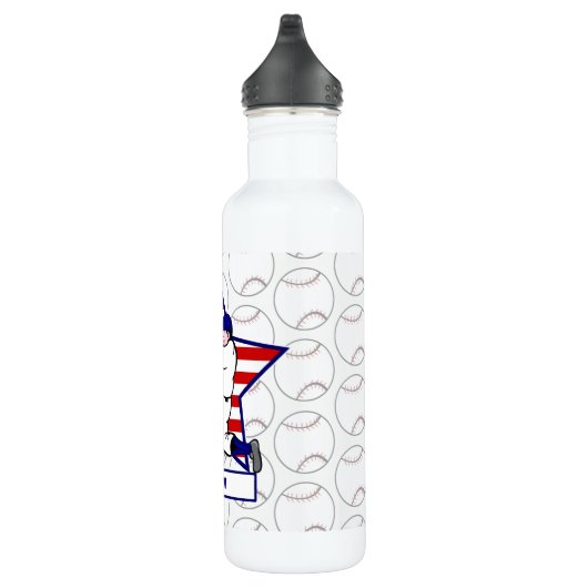 Personalisierter Baseballbatter Star und Streifen Trinkflasche (Rechts)