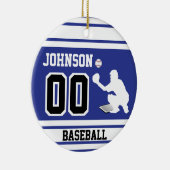 Personalisierter Baseballfänger | Dunkelblau und s Keramik Ornament (Rechts)