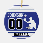 Personalisierter Baseballfänger | Dunkelblau und s Keramik Ornament (Vorne)