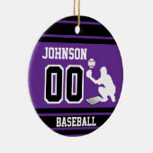 Personalisierter Baseballfänger | Lila und schwarz Keramik Ornament (Rechts)