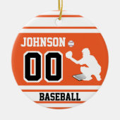 Personalisierter Baseballfänger | Orange und Schwa Keramik Ornament (Vorne)