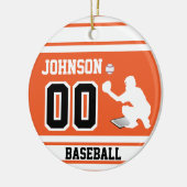 Personalisierter Baseballfänger | Orange und Schwa Keramik Ornament (Links)