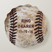 Personalisierter Baseballring-Trägerpilz Rundes Kissen (Rückseite)