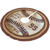 Personalisierter Baseballrock, Vintager Look Polyester Weihnachtsbaumdecke (Schrägansicht)