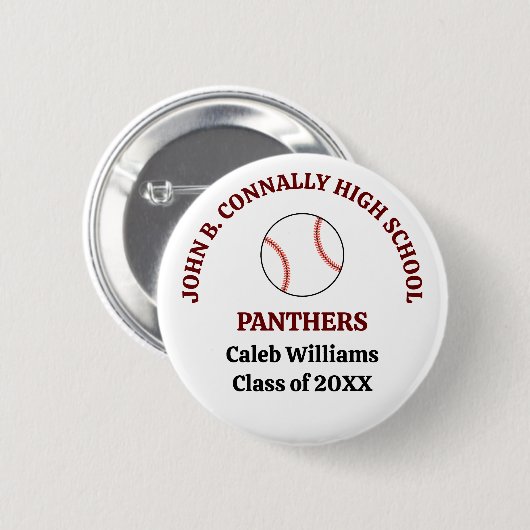 Personalisierter Baseballspieler der Maroon High S Button (Vorne & Hinten)
