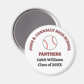 Personalisierter Baseballspieler der Maroon High S Magnet (Vorderseite/Rückseite)