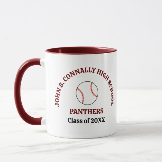 Personalisierter Baseballspieler der Maroon High S Tasse (Links)