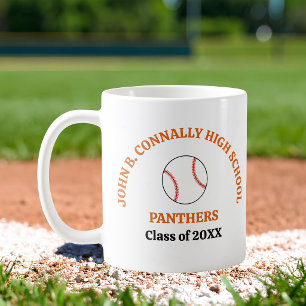 Personalisierter Baseballspieler der Orange High S Kaffeetasse