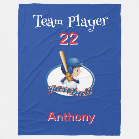 Personalisierter Baseballspieler Fleecedecke (Vorderseite)
