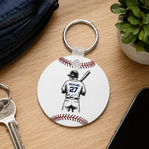Personalisierter Baseballspieler Name & Nummer Schlüsselanhänger