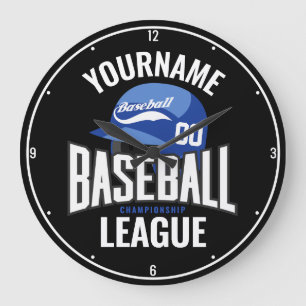 Personalisierter Baseballspieler NAME Team Champ C Große Wanduhr