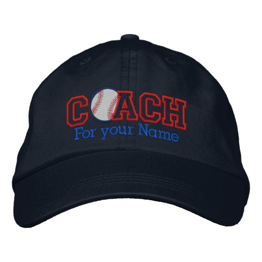 Personalisierter Baseballtrainer mit Ihrem Namen Bestickte Baseballkappe (Vorderseite)
