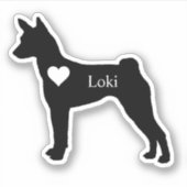 Personalisierter Basenji Dog Hound Herzname Aufkleber (Vorderseite)