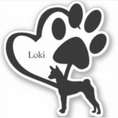 Personalisierter Basenji Dog Hound Herzname Aufkleber (Vorderseite)