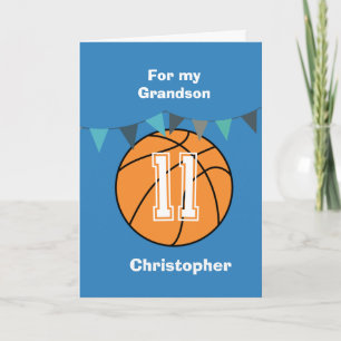 Personalisierter Basketball 11. Geburtstag Enkel  Karte