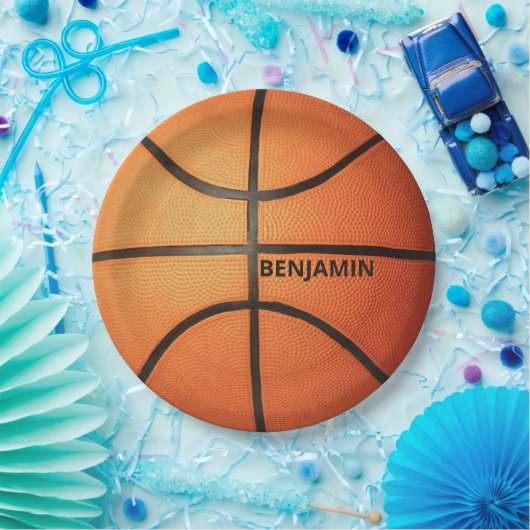 Personalisierter Basketball 9" Rundpapier-Teller Pappteller (Party)