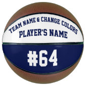 Personalisierter Basketball-Ball für Navy und Weiß Basketball (Vorderseite)
