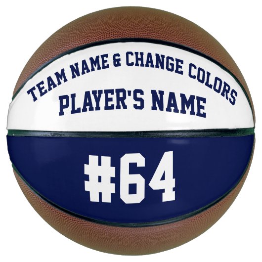 Personalisierter Basketball-Ball für Navy und Weiß Basketball (Vorderseite)
