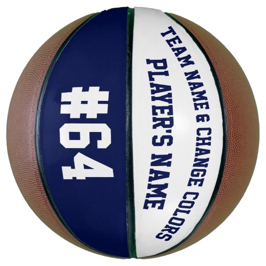 Personalisierter Basketball-Ball für Navy und Weiß Basketball (Vertikal)