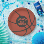 Personalisierter Basketball Bar Mitzvah Orange Sch Pappteller (Party)