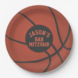 Personalisierter Basketball Bar Mitzvah Orange Sch Pappteller