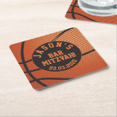 Personalisierter Basketball Bar Mitzvah Orange Sch Rechteckiger Pappuntersetzer (angewinkelt)
