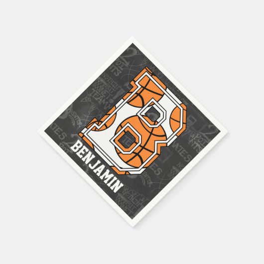 Personalisierter Basketball-Basketballbrief B Serviette (Ecke)