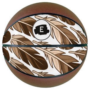 Personalisierter Basketball - Boho Monogram Brown