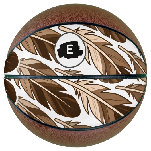 Personalisierter Basketball - Boho Monogram Brown (Vorderseite)