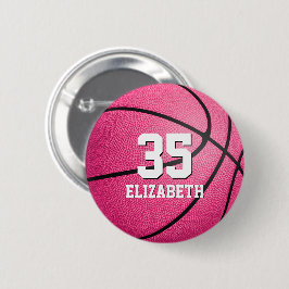 personalisierter Basketball für hellrosa Girls Button