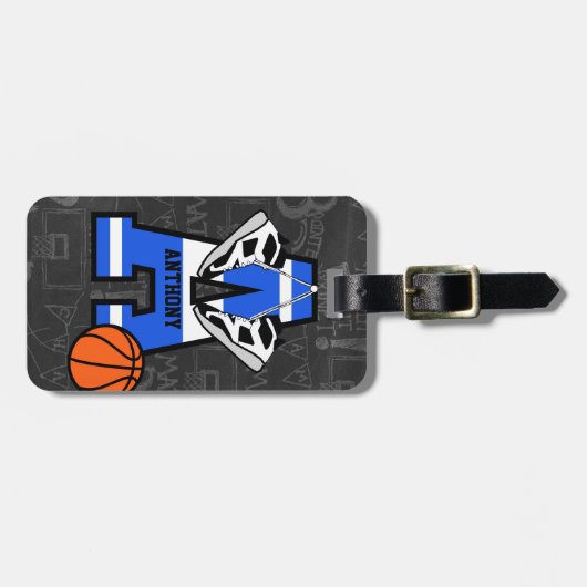 Personalisierter Basketball Gepäckanhänger (Vorderseite horizontal)