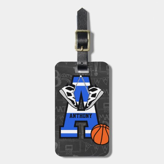 Personalisierter Basketball Gepäckanhänger (Vorderseite vertikal)