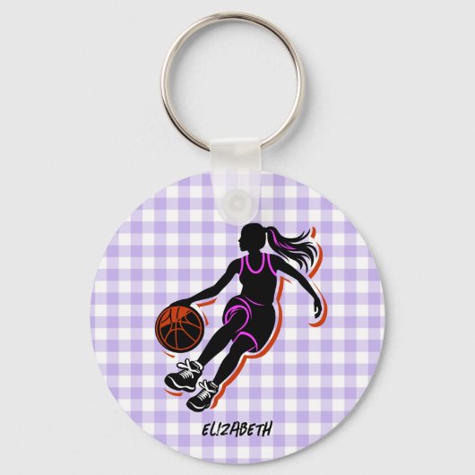 Personalisierter Basketball-Girl-Schlüsselanhänger Schlüsselanhänger (Vorderseite)