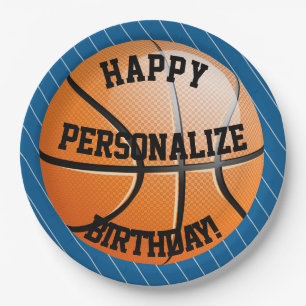 Personalisierter Basketball-Glückwunsch zum Gebur Pappteller