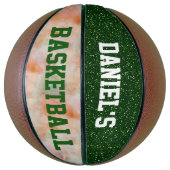 Personalisierter Basketball Grüner Glitzer (Vertikal)