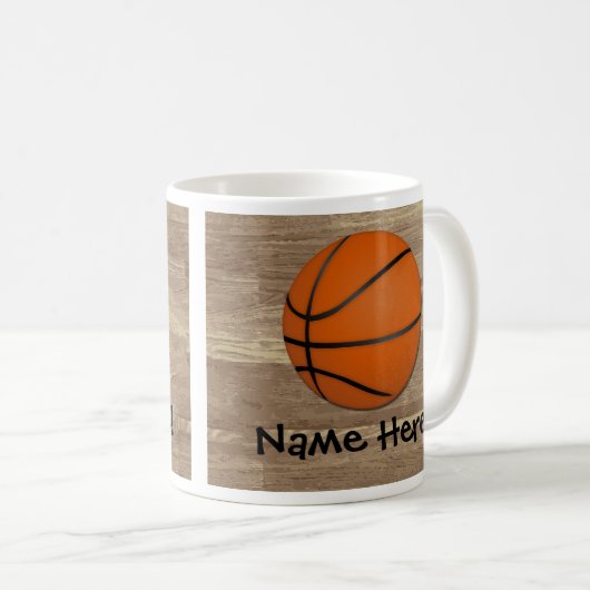 Personalisierter Basketball-Holz-Boden Kaffeetasse (VorderseiteRechts)