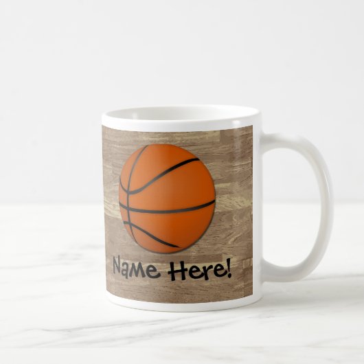 Personalisierter Basketball-Holz-Boden Kaffeetasse (Rechts)