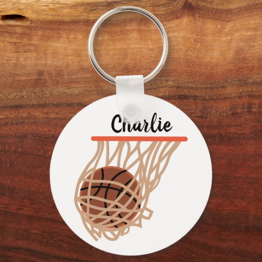 Personalisierter Basketball im Netz Schlüsselanhänger (Vorderseite)
