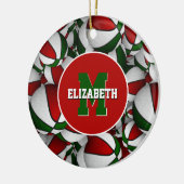 personalisierter Basketball in Rot-Grün Keramik Ornament (Links)