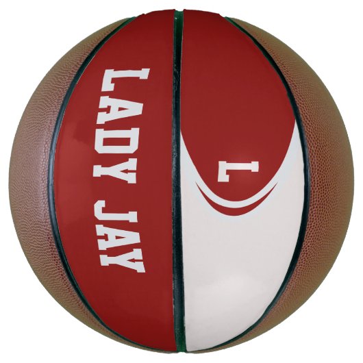 Personalisierter Basketball in Rot und Weiß (Vertikal)