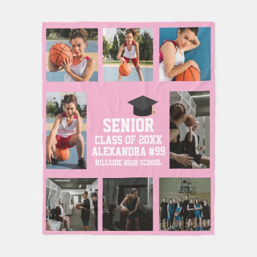 Personalisierter Basketball Mädchen Abitur Fleecedecke (Vorderseite)