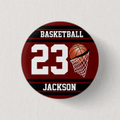 Personalisierter Basketball-Maroon Button (Vorderseite)