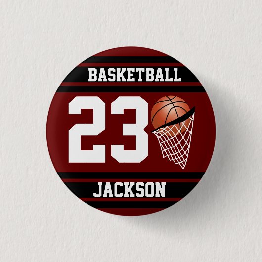 Personalisierter Basketball-Maroon Button (Vorderseite)