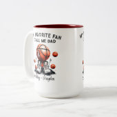 Personalisierter Basketball mit Kindernamen Väter Zweifarbige Tasse (Vorderseite Links)