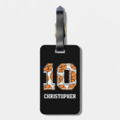 Personalisierter Basketball Nr. 10 Gepäckanhänger (Rückseite vertikal)